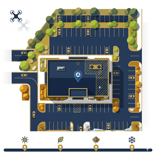 Quarter-over-quarter aerial comparison of commercial property